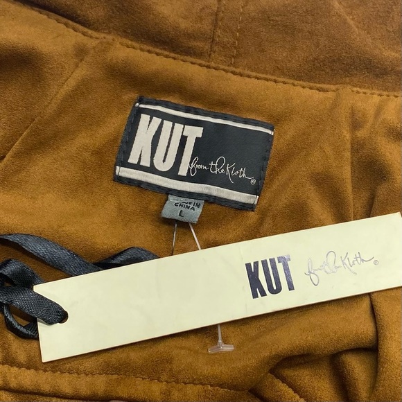 Kut from the Kloth NWT Tan Faux Suede Women's Open Blazer LG Pockets - Picture 4 of 15